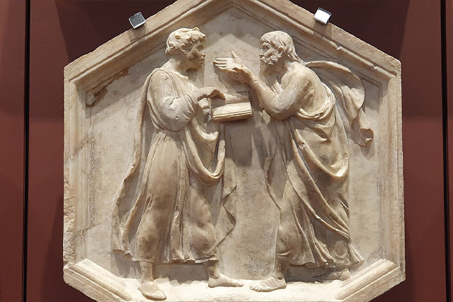 Plato and Aristotle dialectics by Luca della Robbia-Museo dell'Opera del Duomo-Florence