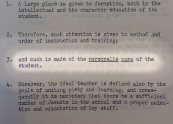 Highlighted line of a typed page, emphasizing the underlined phrase “personalis cura.”